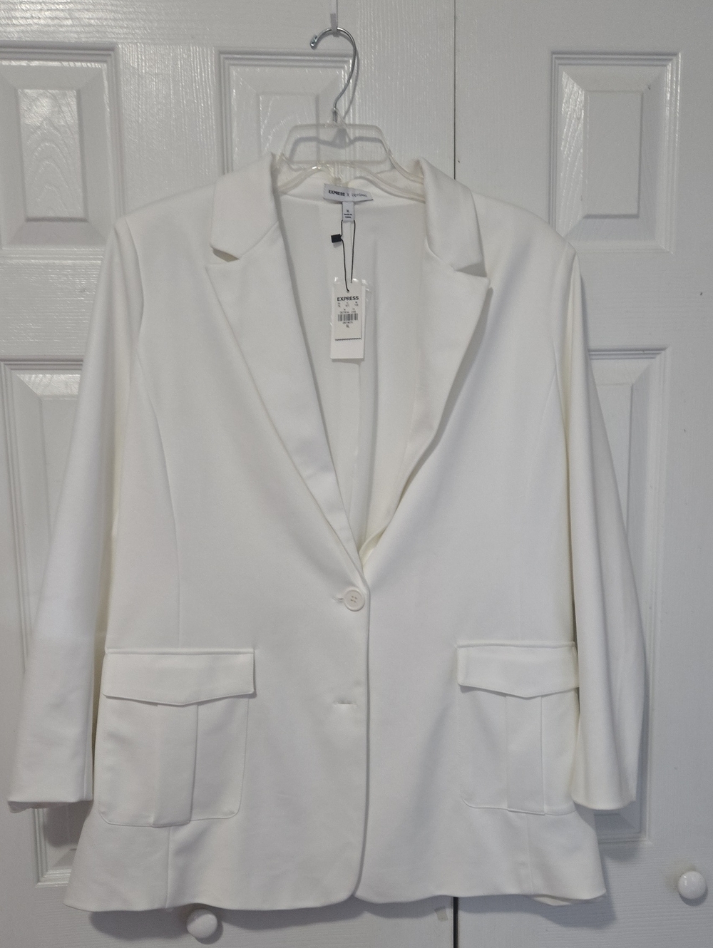 Express X Lady Gang Off White Button Notch Lapel Blazer XL New With Flaw
